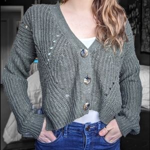 Green cropped sweater